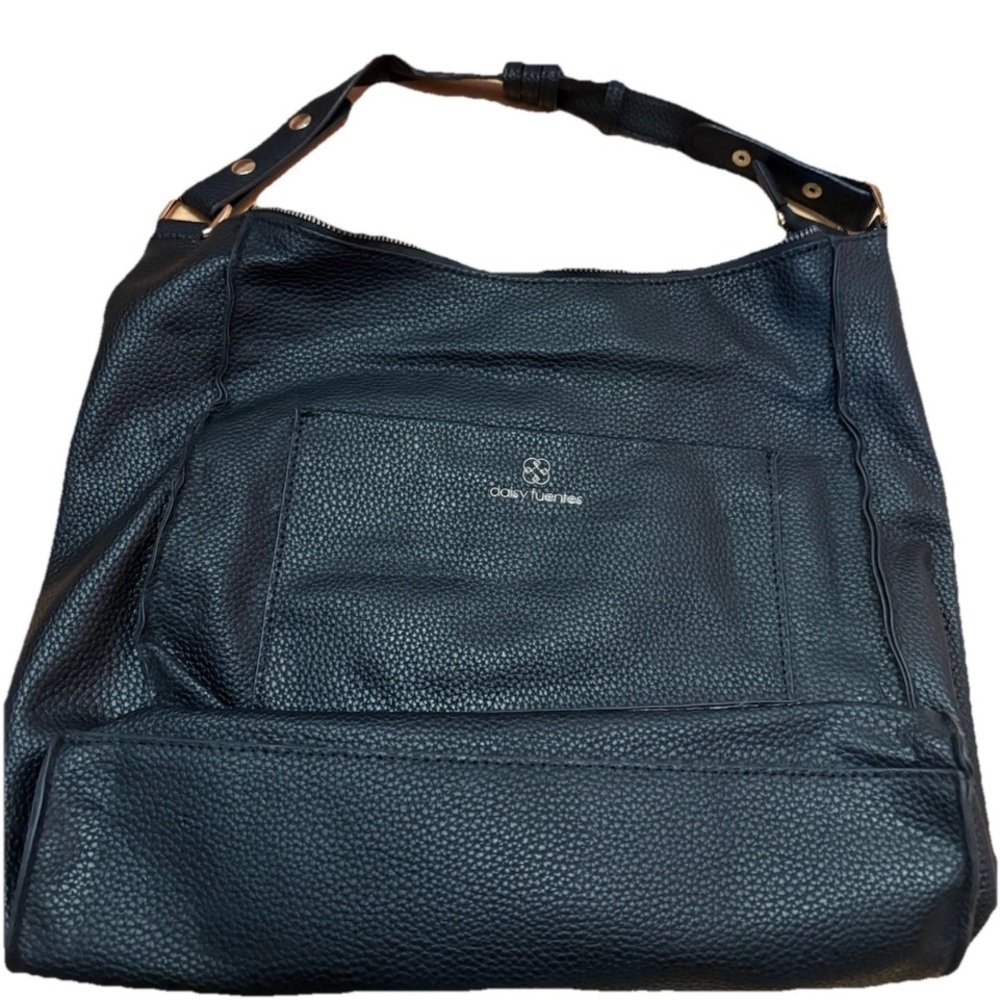 Daisy Fuentes Black Textured Bag with Gold Accent